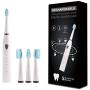 Rechargeable Electric Sonic Toothbrush for Adults with 5 Modes 2 Mins Timer and 4 Toothheads (White)