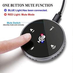 USB Conference Microphone with Speaker,Omnidirectional Speakerphone Computer Mic with 360º Voice Pickup, Touch-Sensor Buttons to Mute/Volume for Streaming, VoIP Call,Skype, Webinar, Interview-Black