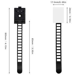 Wire Management Clips with Screw Hole (40 Pack) Adjustable Zip Ties，self Adhesive Nylon Cable Traps(Black)