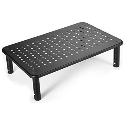 Urban Deco Computer Monitor Stand Riser 3 Height Adjustable Monitor Riser, Metal Rust-proof Desk Monitor Stand for Laptop/Printer/PC, 50Lbs Loading Capacity Pc Desktop Monitor Stand (BlACK-1pack)