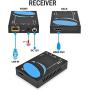 1x4 HDMI Extender Splitter 4K by Orei Multiple Over Single Cable CAT6/7 4K@60Hz 4:4:4 HDCP 2.2 with IR Remote EDID Management - Up to 115 Ft - Loop Out - Low Latency - Full Support (UHD14-EX115-K)