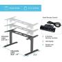 Electric Standing Desk Frame Dual Motor. Adjustable Height and Width, 3 Stages Legs for sit Stand Home Office desks suites Tops from 48'' to 73'' FLT-02 Black