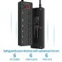 Power Strip,Wohtr Surge Protector with 6 AC Outlets & 6 USB Charging Ports,1875W/15A,6 Feet Flat Plug Extension Cord for Multiple Devices Smartphone Tablets Home Office, Hotel- Black…