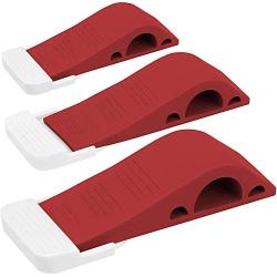 Wundermax Door Stopper Rubber Door Stop Wedge Security Door Stops with Door Holder Rubber Door Stoppers Works On All Floor Types and Carpet Heavy Duty Door Jam (3 Pack Red)