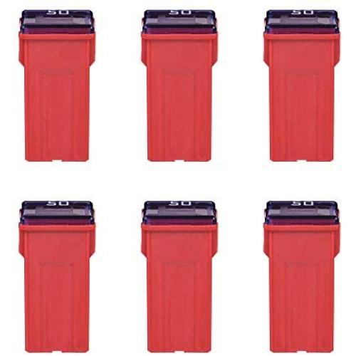 6 Pieces Tall Standard Fuses 50 amp JCase Box Shaped Fuse Compatible for Ford Chevy GM Nissan Toyota Pickup Trucks Cars SUV