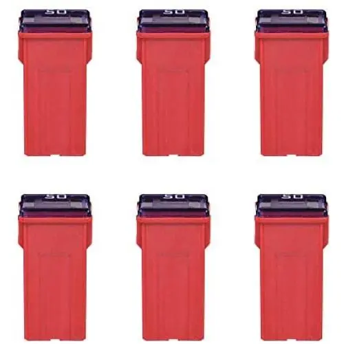 6 Pieces Tall Standard Fuses 50 amp JCase Box Shaped Fuse Compatible for Ford Chevy GM Nissan Toyota Pickup Trucks Cars SUV