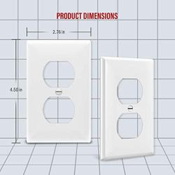 Enerlites 8821-W Duplex Receptacle Outlet Wall Plate, Standard Size 1-Gang, Polycarbonate Thermoplastic, White