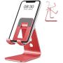 Cell Phone Stand, OMOTON Adjustable Aluminum Desktop Cellphone Tablet Stand Holder for Cellphones, iPhone and E-Readers (Red)