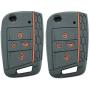 2Pcs Coolbestda Compatible with 2020 2019 2018 2017 VW Golf Alltrack Sportwagen GTI Tiguan Atlas POLO Skoda Octavia NBGFS12A01 Rubber 4buttons Flip Out Key Fob Case Keyless Remote Holder Protector