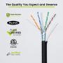 trueCABLE Cat6 Outdoor W/Messenger, Shielded FTP, 1000ft, UV, Aerial, CMX, Black, 23AWG Solid Bare Copper, 550MHz, ETL Listed, Bulk Ethernet Cable