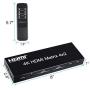 FERRISA 4x2 HDMI Matrix Switch,4 in 2 Out Matrix HDMI Video Switcher Splitter +Optical & L/R Audio Output,Support Ultra HD 4K x 2K,3D 1080P,Audio EDID Extractor with IR Remote Control & Power Adapter