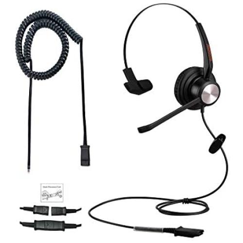 Emaiker Corded RJ9 Telephone Headset One Ear with Noise Cancelling Microphone RJ9 4-Pins Jack for Office Landline Phones for Avaya PolyCom Nortel Altigen Toshiba Siemens IP Desk Phones