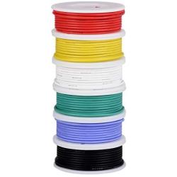 18awg Electronic Wire Kit,Flexible Silicone Wire 6 Color 18 Gauge Hook Up Wire(6 different colored 13 Feet spools) 600V Stranded Wire automotive wiring