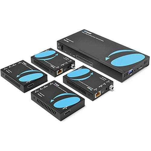1x4 HDMI Extender Splitter 4K by Orei Multiple Over Single Cable CAT6/7 4K@60Hz 4:4:4 HDCP 2.2 with IR Remote EDID Management - Up to 115 Ft - Loop Out - Low Latency - Full Support (UHD14-EX115-K)