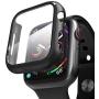 pzoz Compatible for Apple Watch Series 6/5 /4 /SE 44mm Case with Screen Protector Accessories Slim Guard Thin Bumper Full Coverage Matte Hard Cover Defense Edge for Women Men GPS iWatch (Black)