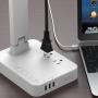COZOO LED Desk Table Lamp with 3 USB Charging Ports and 2 AC Outlets Power Strip, 3 Lighting Models with 3 Brightness Levels, 1h Timer, Touch Dimmer Control,Eye Protection Foldable Reading Light,White