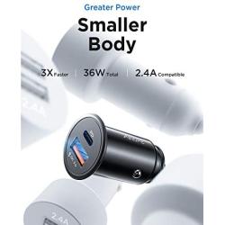USB C Car Charger Super Mini AINOPE All Metal 36W Fast USB Car Charger PD&QC 3.0 Dual Port Car Adapter Compatible with iPhone 12/12 Pro/Max/12 Mini/iPhone 11/Pro/Max/XR/XS/Max/8/8P, Note 10/S10/S9