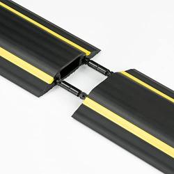 D-Line Floor Cord Cover Heavy Duty Cable Protector - FC83H, 6 Foot, Linkable - Protect Cords and Prevent a Trip Hazard - Cable Cavity 1 3/16” W x 3/8” H (Black and Yellow)