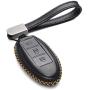 Vitodeco Leather Smart Key Fob Case Cover for 2020 Nissan Versa, Sentra, Altima, Maxima, Rogue, 2020 Infiniti Q50, Q60, QX50, QX60, QX80 and More Models (3 Buttons, Black)