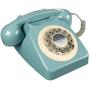 Rotary Design Retro Landline Phone for Home, French Blue