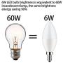 Dusk to Dawn Night Light Bulbs 6W E12 Light Sensor Bulb 6000K 60w Equivalent LED Bulb E12 LED Candelabra Bulb Base,Auto On and Off for Home,Outdoor,Yard Light,White (2 Pack)