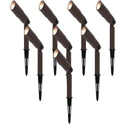 GOODSMANN Landscape Lighting Low Voltage Spotlight 20 Watts Halogen Landscape Lights with Metal Stake and Connector 176 Lumens 3000K for Outdoor Lighting Pathway Lawn Garden (8 Pack) 9920-9603-08