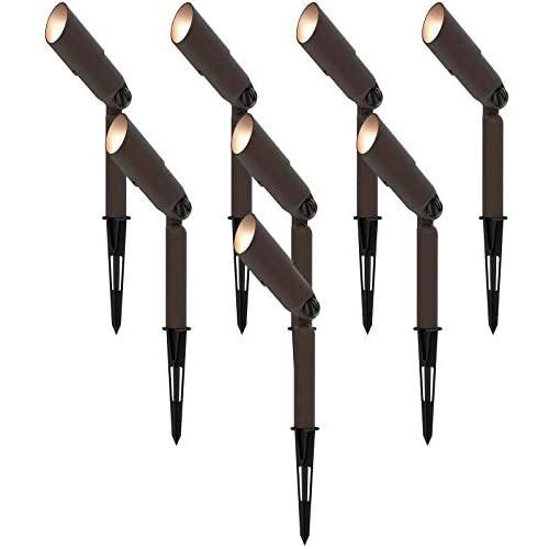 GOODSMANN Landscape Lighting Low Voltage Spotlight 20 Watts Halogen Landscape Lights with Metal Stake and Connector 176 Lumens 3000K for Outdoor Lighting Pathway Lawn Garden (8 Pack) 9920-9603-08