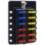 BlueFire 12 Way 30A 32V Blade Fuse Box Board with 24PCS Fuse + LED Warning Light for Car/Marine Boats/Automotive/Trike