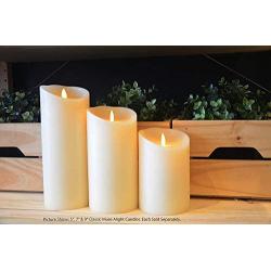 Muse Alight 5'' Regular Flameless Electronic Wax Pillar Candle by Battery Operated with Timer Feature. Ivory, Vanilla Scented. Remote Control Included. (Regular 3.5 x 5).