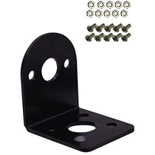 Black 25mm DC Gear Motors Mounting Bracket, Iron Anti-rust Gearbox L-shape Fixed Seat, Gear Reduction Motor Holder