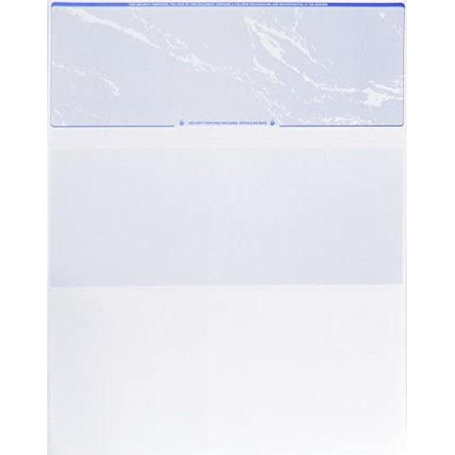 CheckOMatic Computer Check Paper - 100 Pack - Top Blank Stock Checks - Security Features & Laser Printer Compatible - Blue Marble