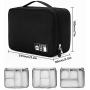 KALIM Cable Organizer Bag, Waterproof Electronic Accessories Soft Case, Traveling Wire Bag for iPad Mini Cables Phone Chargers Adapter Flash Hard Drive and More(Small/Black)