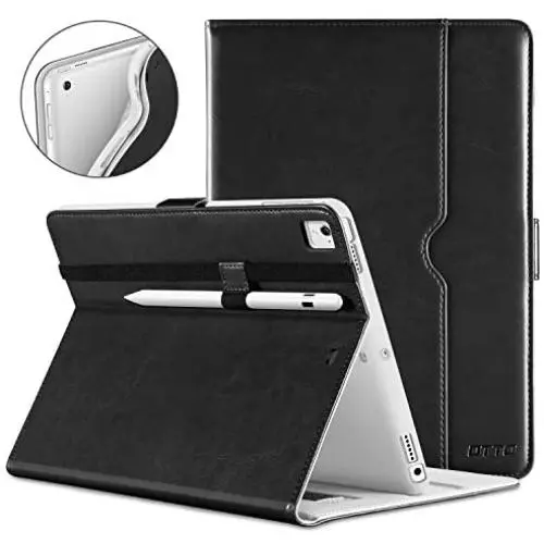 DTTO iPad 9.7 Inch 5th/6th Generation 2018/2017 Case with Apple Pencil Holder, Premium Leather Folio Cover Case for Apple iPad 9.7 inch [Auto Sleep/Wake], Also Fit iPad Pro 9.7/Air 2/Air - Black