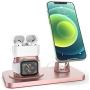 Imguardz Charging Stand Compatible with Magsafe Charger Apple Watch AirPods/Pro iPhone 12/Pro/Max/Mini, Upgraded Charging Station Holder Desk Dock Base Mount for Multiple Devices -Rose Gold