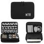 Electronics Organizer, Jelly Comb Electronic Accessories Cable Organizer Bag Waterproof Travel Cable Storage Bag for Charging Cables, Power Bank, iPad （Up to 11in and More-Large (All Black)