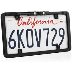 BOYO VISION Ultra-Slim Full-Frame License-Plate Camera with LED Lights and Trajectory Parking Lines (Black), One Size
