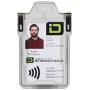 Identity Stronghold - Secure RFID Badge Holder for 1 Card - Heavy Duty Hard Plastic ID Badge Holder - USA Molded and Assembled - FIPS 201 Approved RFID Blocking Security - Clear