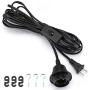 ACBungji 20ft Hanging Pendant Light Cord Kit with On/Off Switch Plug in,1 Pack Extension Wire with E26 E27 Lamp Socket,Shade Ring Holder for Lighting Cage,Black