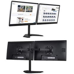 Mount-It! Dual Monitor Stand | 2 Monitor Mount Fits 19 20 21.5 24 27 29 32 Inch Computer Screens | Free Standing and Grommet Bases | Two Heavy Duty Tilt Swivel Height Adjustable Arms | VESA Compatible