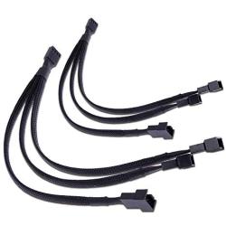 TeamProfitcom PWM Fan Splitter Adapter Cable Sleeved Braided Y Splitter Computer PC 4 Pin Fan Extension Power Cable 1 to 3 Converter 10 inches (2 Pack)