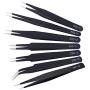 Precision Tweezer Set, 6 PCS Tweezers Kit with ESD Anti-static Stainless Steel, Curved Tweezers Set for Electronics, Craft, Jewellery, Laboratory Work and Ingrown Hair