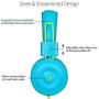 Kids Headphones-Noot Products K22 Foldable Stereo Tangle-Free 5ft Long cord 3.5mm Jack Plug in Wired On-Ear Headset for iPad/Amazon Kindle,Fire/Boys/Girls/Laptop/School/Travel/Plane/Tablet (Teal/Lime)