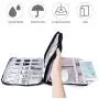 Universal Electronics Accessories Organizer, Waterproof Portable Cable Organizer Bag,Travel Gear Carry Bag for Cables (L, Black) (Flower, L)