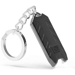 Mini Flashlight Keychain LED Torch with Micro USB Rechargeable Tiny Flashlight,150 Lumen Inbuilt Magnet Sticking Small Pocket Torch for Camping, Hiking, Emergency (Dick Black)