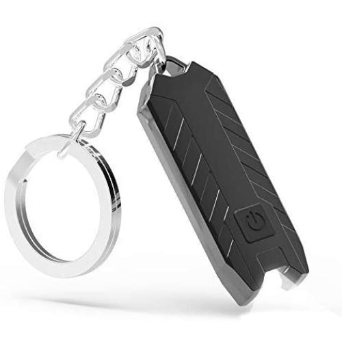 Mini Flashlight Keychain LED Torch with Micro USB Rechargeable Tiny Flashlight,150 Lumen Inbuilt Magnet Sticking Small Pocket Torch for Camping, Hiking, Emergency (Dick Black)