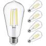 Vintage LED Edison Bulbs 60 Watt Equivalent, Eye Protection Led Bulb with 95+ CRI , Non-Dimmable, High Brightness Daylight White 4000K, ST58 Antique LED Filament Bulbs, E26 Medium Base, Pack of 4