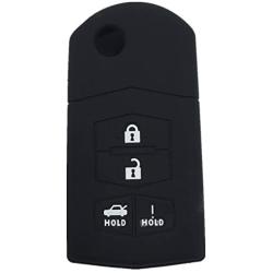 Ezzy Auto Black 4 Buttons Silicone Rubber Key Fob Case Key Cover Key Jacket Skin Protector fit for Mazda 3 5 6 Mazda CX-7
