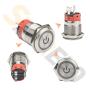 STARELO 19MM 3/4'' Latching Push Button Switch 5A 12V 1NO1NC SPDT ON/Off Waterproof Stainless Steel Shell with Power Symbol Ring LED with Wire Socket Plug(Blue)