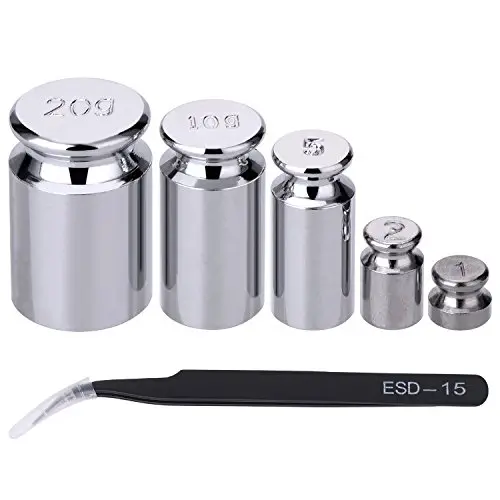 TOODOO 1g 2g 5g 10g 20g Gram Set for Digital Scale Balance and 1 Piece Calibration Weight Tweezer, Silver TOODOO 1g 2g 5g 10g 20g Gram Set for Digital Scale Balance and 1 Piece Calibration Weight Tweezer, Silver