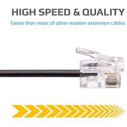 RJ11 Cable ADSL 66ft Extension Lead Phone Cord Telephone Plug High Speed Xfinity Internet Broadband Male to Male Router and Modem to RJ11 Phone Socket/Microfilter/Landline Wire (Black)